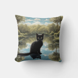 Schwarze Katze Kissen