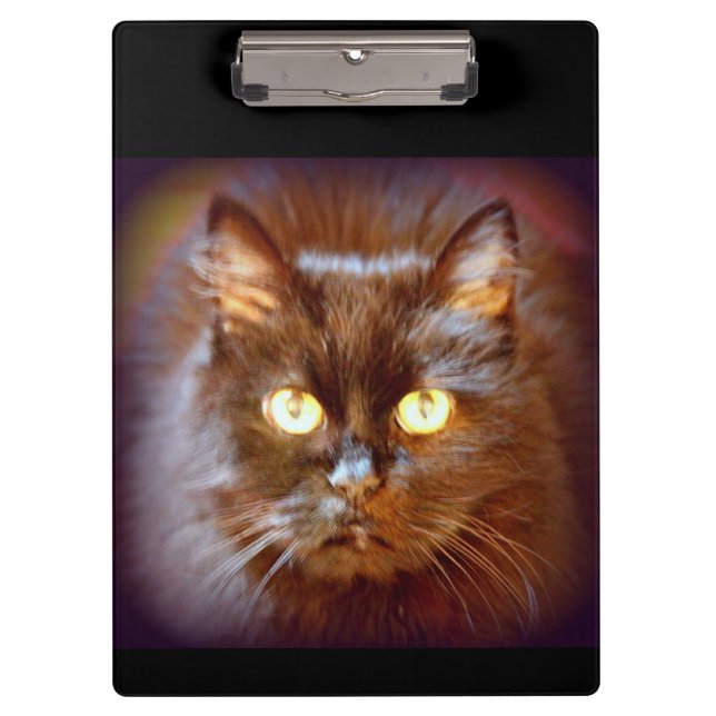 Schwarze Katze Klemmbrett (Vorderseite)