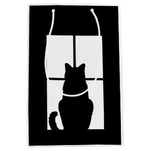 Schwarze Katze Klicken Sie hier, um die Fensterfar Mittlere Geschenktüte