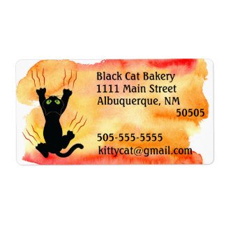 Schwarze Katze kratzende Wasserfarbenadresse