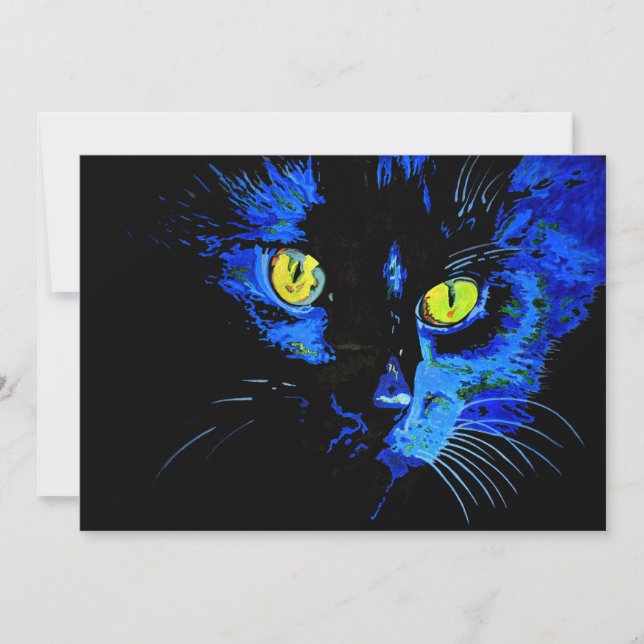 Schwarze Katze künstlerisches Portrait mit markant (Vorderseite)