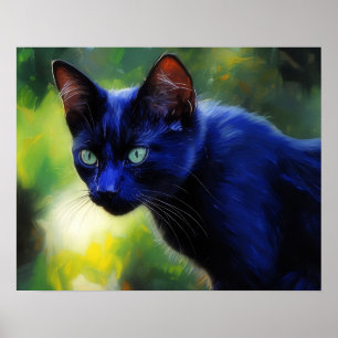 Schwarze Katze Kunstposter Poster