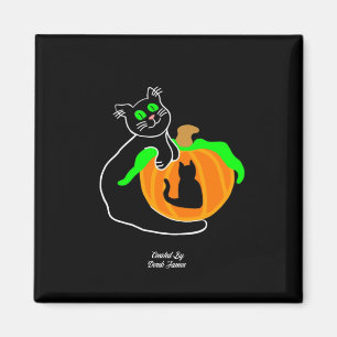 Schwarze Katze Kürbis 2 Zoll Quadrat Magnet