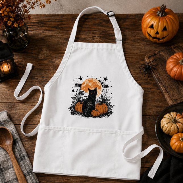 Schwarze Katze Kürbis Halloween Schürze (Von Creator hochgeladen)