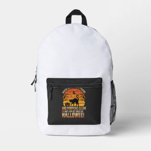 Schwarze Katze Kürbis Halloween Vektordesign Bedruckter Rucksack