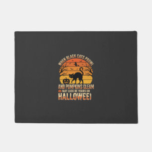 Schwarze Katze Kürbis Halloween Vektordesign Fußmatte