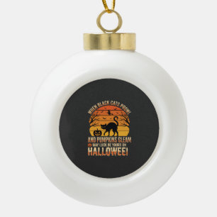 Schwarze Katze Kürbis Halloween Vektordesign Keramik Kugel-Ornament