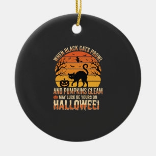 Schwarze Katze Kürbis Halloween Vektordesign Keramik Ornament