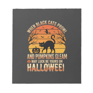 Schwarze Katze Kürbis Halloween Vektordesign Notizblock