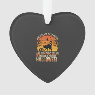 Schwarze Katze Kürbis Halloween Vektorgrafik Ornament