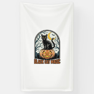 Schwarze Katze Kürbis Vintage Halloween Gravur_1 Banner
