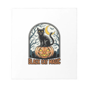 Schwarze Katze Kürbis Vintage Halloween Gravur_1 Notizblock