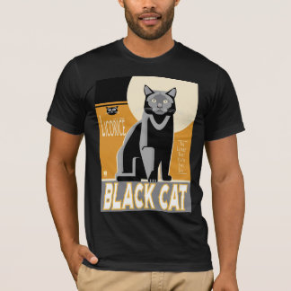 Schwarze Katze Lakritz Vintage-Plakatdesign T-Shirt