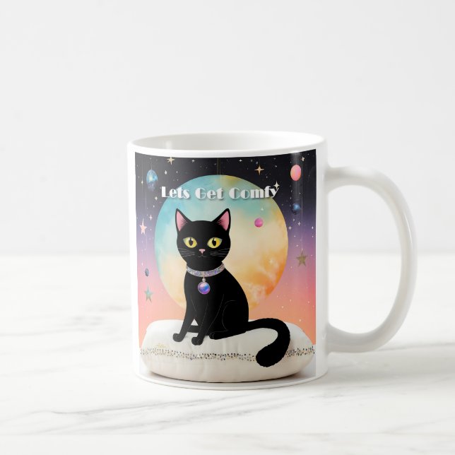 Schwarze Katze - Lass uns es uns gemütlich machen Kaffeetasse (Rechts)