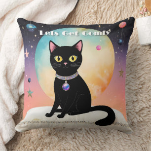Schwarze Katze - Lass uns es uns gemütlich machen Kissen