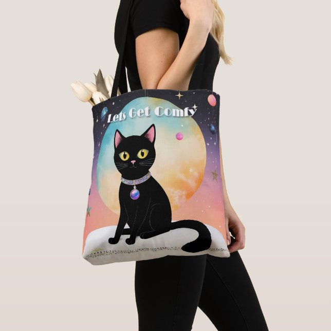 Schwarze Katze - Lass uns es uns gemütlich machen Tasche (Von Nahem)
