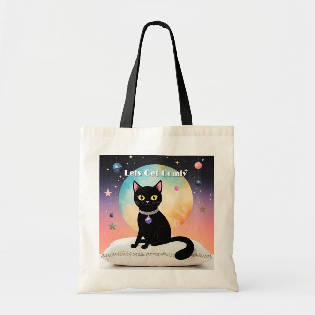 Schwarze Katze - Lass uns es uns gemütlich machen Tragetasche (Vorne)