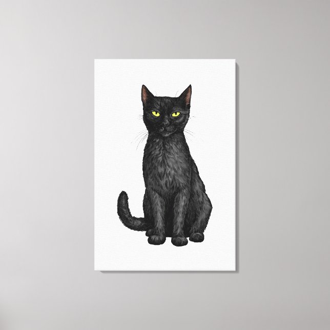 Schwarze Katze Leinwanddruck (Vorderseite)
