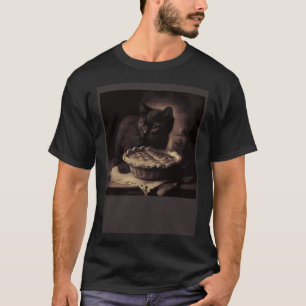 Schwarze Katze liebt Apfelkuchen T-Shirt