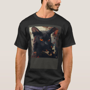 Schwarze Katze Liebt Schmetterling T-Shirt