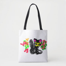 Schwarze Katze Linie Herbst Tasche