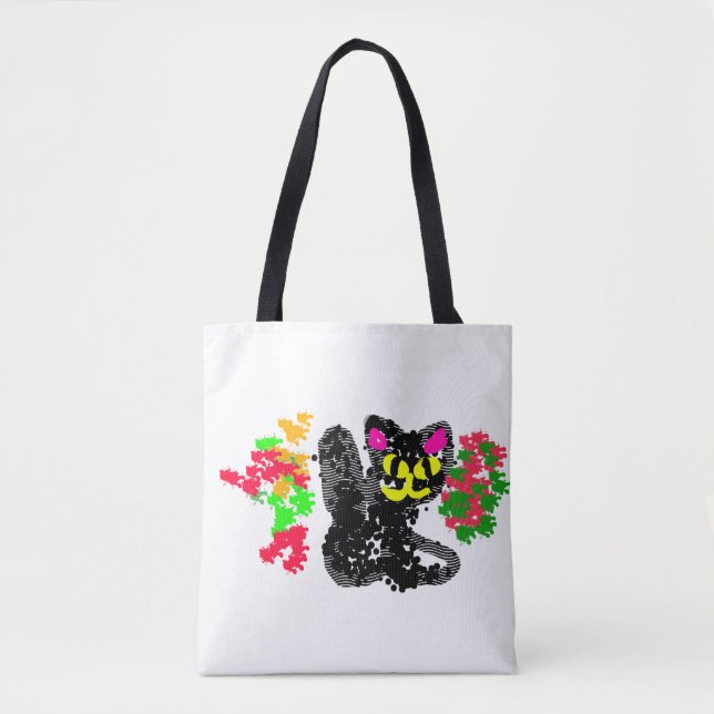 Schwarze Katze Linie Herbst  Tasche (Vorderseite)