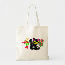 Schwarze Katze Linie Herbst Tragetasche