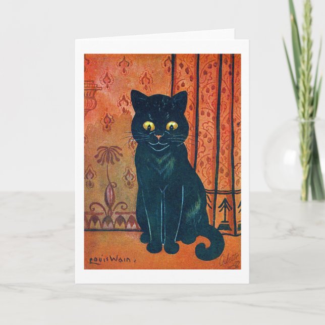 Schwarze Katze, Louis Wain Karte (Vorderseite)