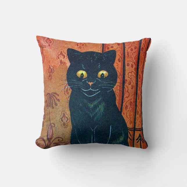 Schwarze Katze, Louis Wain Kissen (Vorderseite)