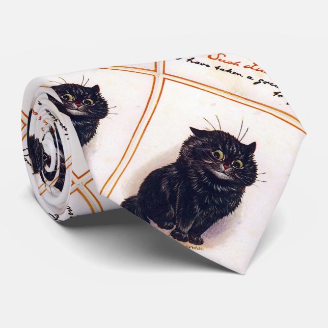 Schwarze Katze, Louis Wain Krawatte (Gerollt)