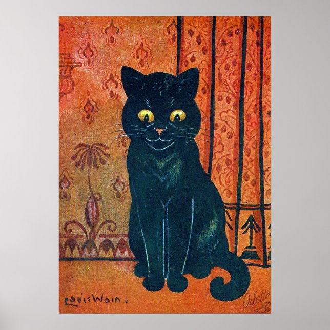 Schwarze Katze, Louis Wain Poster (Vorne)