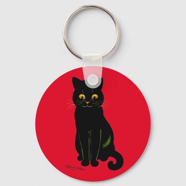 Schwarze Katze, Louis Wain Schlüsselanhänger (Vorderseite)