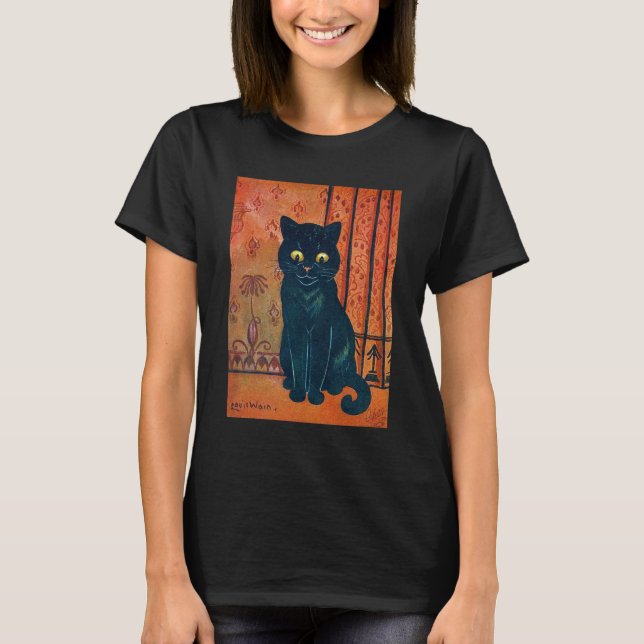 Schwarze Katze, Louis Wain T-Shirt (Vorderseite)