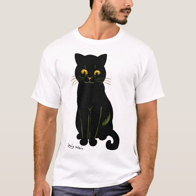 Schwarze Katze, Louis Wain T-Shirt (Vorderseite)