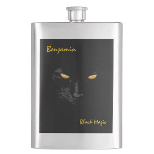 Schwarze Katze Magie großartig Flachmann
