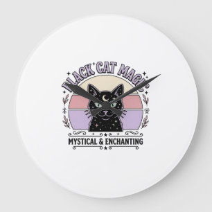 Schwarze Katze Magische Katze Schwarze Katze Vinta Große Wanduhr