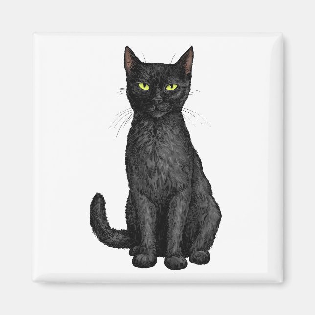 Schwarze Katze Magnet (Vorne)