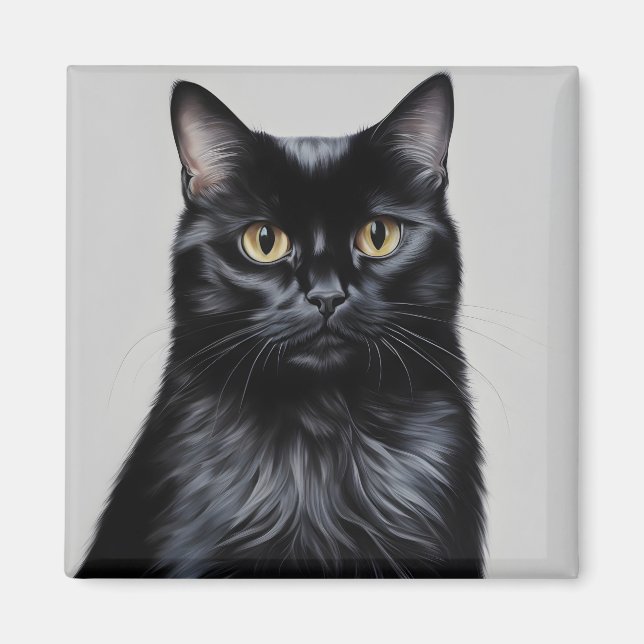 Schwarze Katze Magnet (Vorne)