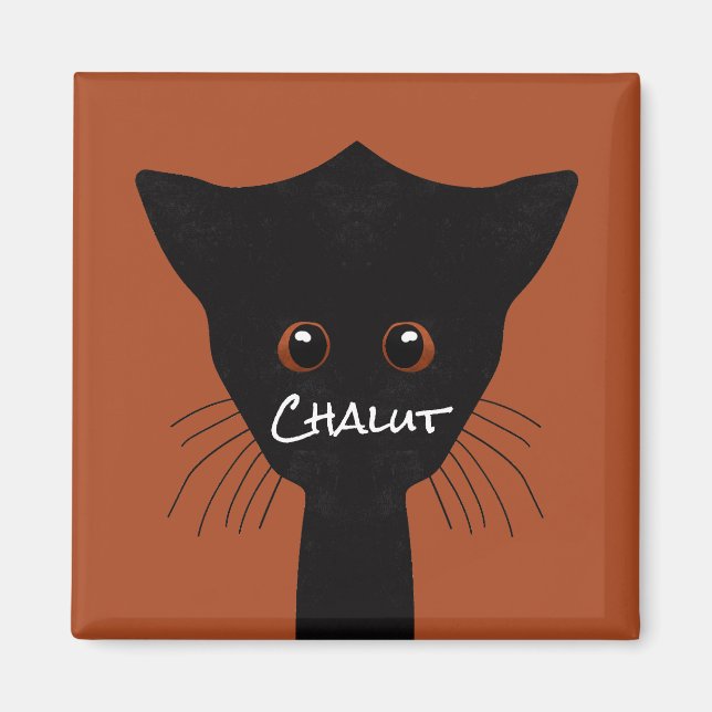 schwarze Katze Magnet (Vorne)