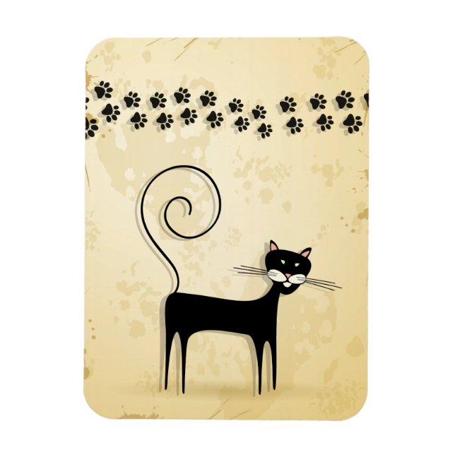 Schwarze Katze Magnet (Vertikal)