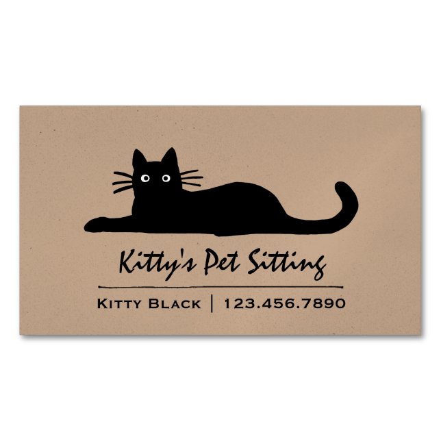 Schwarze Katze Magnetische Visitenkarte (Vorderseite)