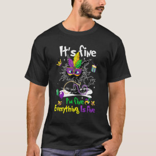 Schwarze Katze Mardi Gras Es ist in Ordnung Mir ge T-Shirt