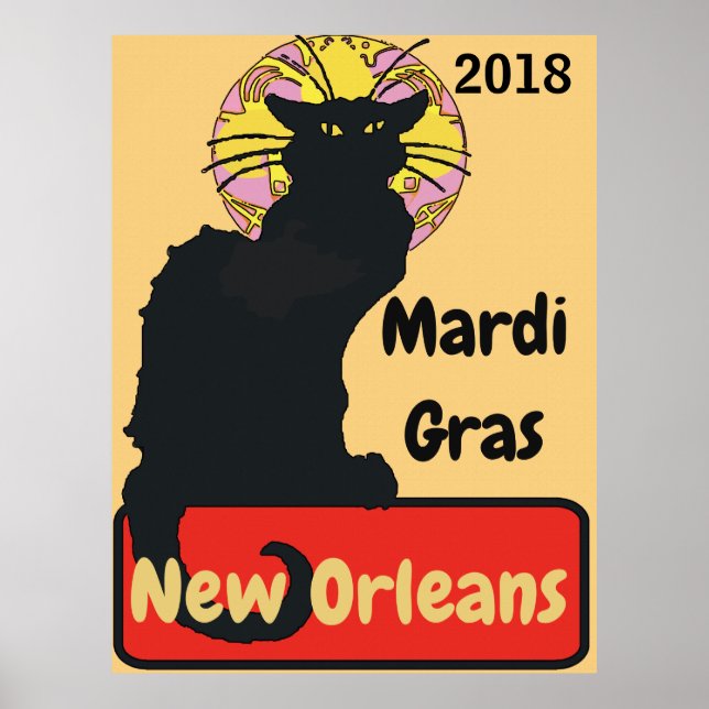 Schwarze Katze, Mardi Gras, Text bearbeiten Poster (Vorne)