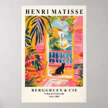 Schwarze Katze Matisse Kunst Druck Rosa Beachy