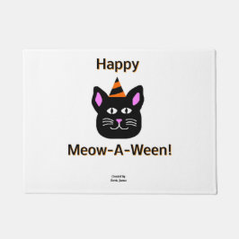 Schwarze Katze Meow-A-Ween-Doormat Fußmatte