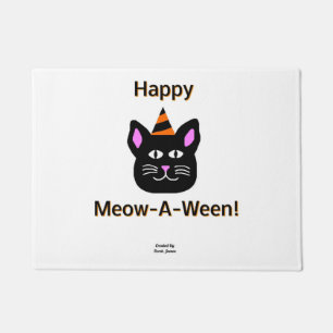 Schwarze Katze Meow-A-Ween-Doormat Fußmatte