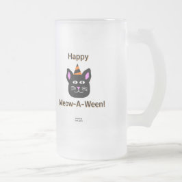 Schwarze Katze Meow-A-Ween große Mattierte Tasse a
