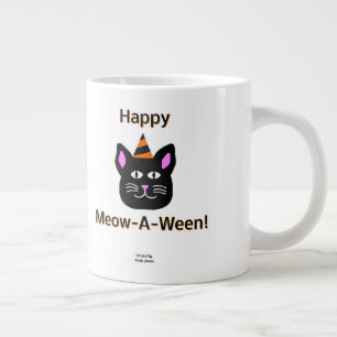 Schwarze Katze Meow-A-Ween Jumbo-Tasse