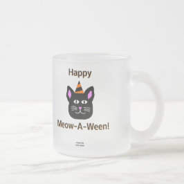 Schwarze Katze Meow-A-Ween kleine Mattierte Tasse 