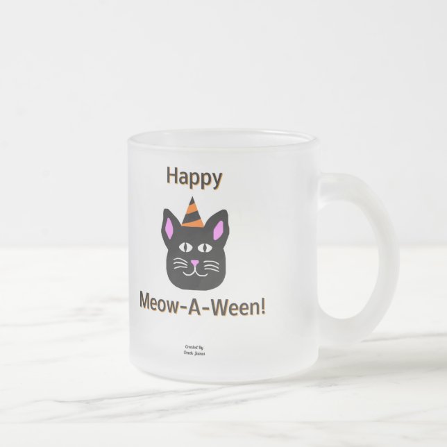 Schwarze Katze Meow-A-Ween kleine Mattierte Tasse  (Rechts)